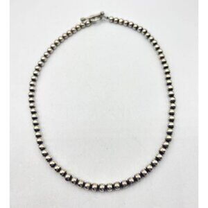 Sterling Silver 925 Beaded Necklace With Toggle Clasp